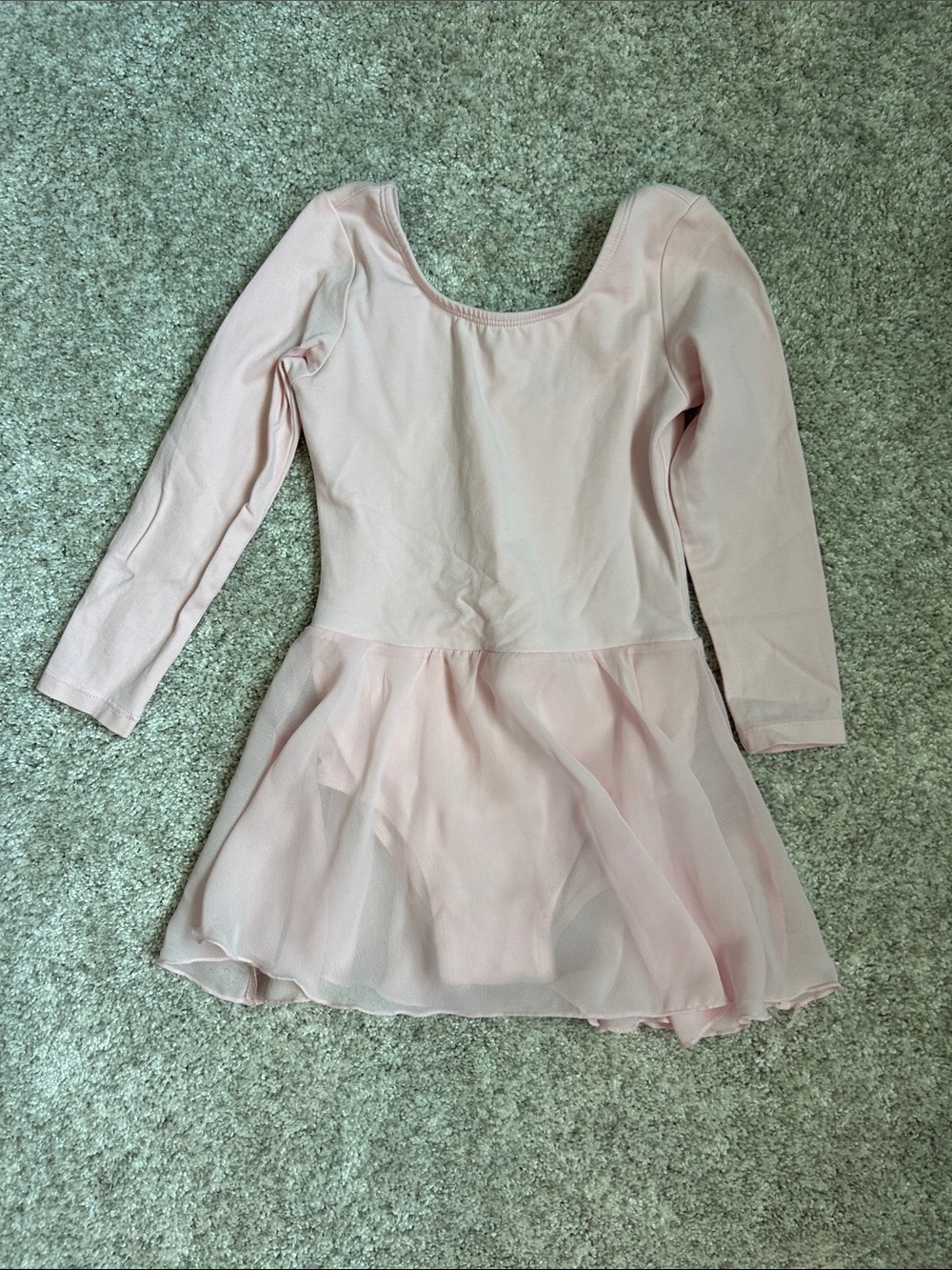 Childrens Light Pink Long Sleeve Ballet Dress with Chiffon Skirt